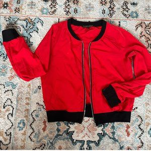 Red mini bomber jacket